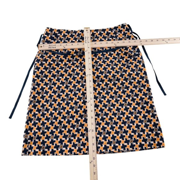Talbots Womens Wrap Skirt Size 8 Geometric Print High Waist Cotton Blend - Picture 3 of 4